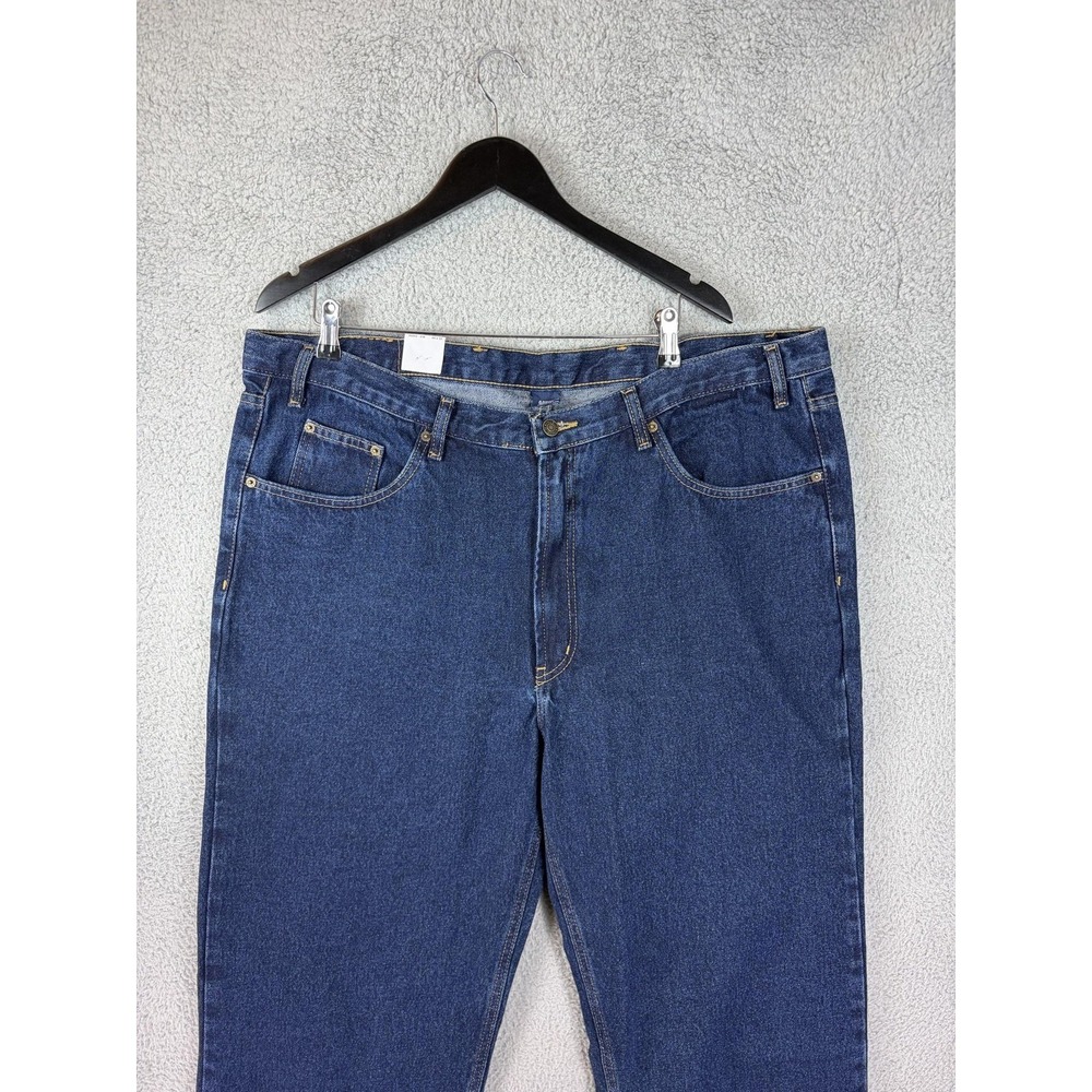 Full Blue 5 Pocket Jeans Mens 44x32 Blue Dark Wash Relaxed Straight Denim Men